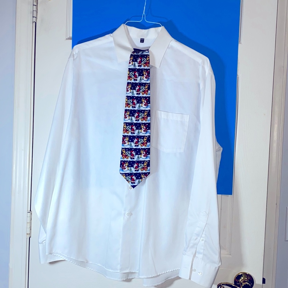GEOFFREY BEENE Classic Fit long sleeve white button shirt, tie not included.